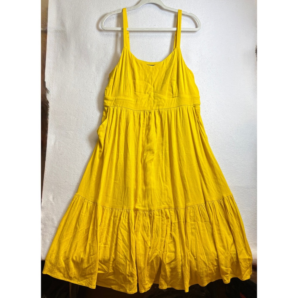 Torrid Yellow Tiered Maxi Dress Size 0 Boho Summer Resort Pockets - Picture 2 of 9